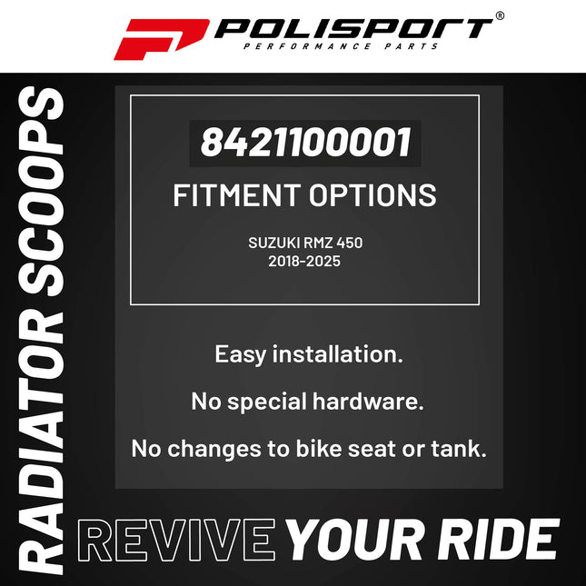 Polisport Radiator Scoops - Yellow/Black Panels for Suzuki RMZ 450 (2018-2025) Suzuki RMZ 250 (2019-2025)- OEM Fit, Glossy Finish, Lightweight & Impact-Resistant, Easy Installation