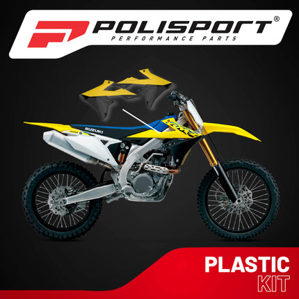 Polisport Radiator Scoops - Yellow/Black Panels for Suzuki RMZ 450 (2018-2025) Suzuki RMZ 250 (2019-2025)- OEM Fit, Glossy Finish, Lightweight & Impact-Resistant, Easy Installation
