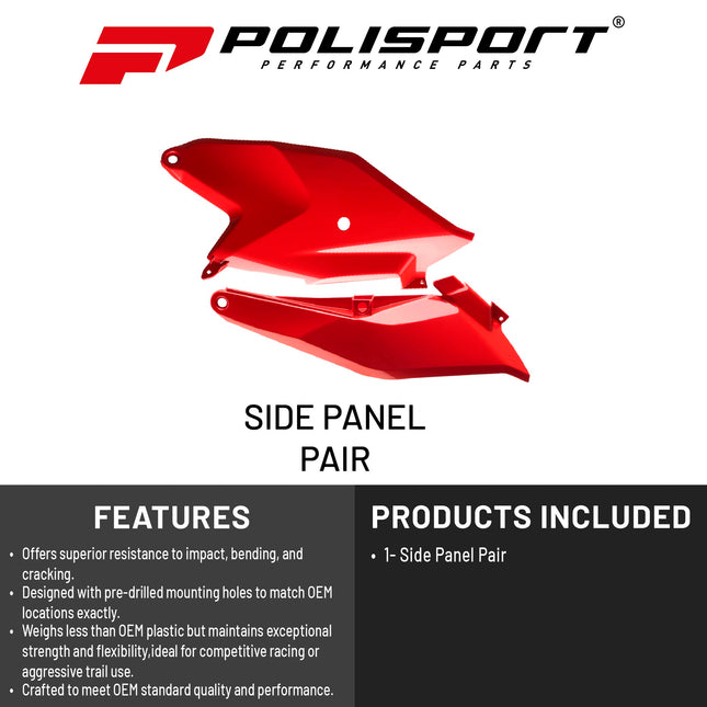 Polisport Motocross (MX) Replica Plastics Side Panels for GasGas MC 85 (2021-24) Dirt Bike - OEM Quality, Durable, Flexible & Perfect Fit - Red