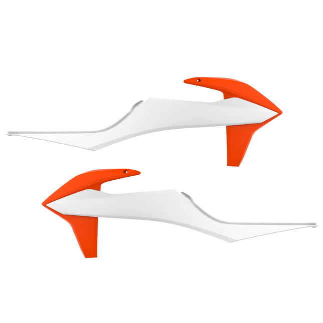 Polisport Radiator Scoops - White/Orange Panels for KTM XC 125 (2021-2022) KTM SX/SX-F/XC/XC-F (2019-2022) KTM EXC/EXC-F/XC-W/XCF-W (2020-2023) - OEM Fit, Glossy Finish, Lightweight & Impact-Resistant