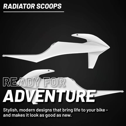 Polisport Radiator Scoops - White Panels for KTM XC 125 (2021-2022) KTM SX/SX-F/XC/XC-F (2019-2022) KTM EXC/EXC-F/XC-W/XCF-W (2020-2023) - OEM Fit, Glossy Finish, Lightweight & Impact-Resistant
