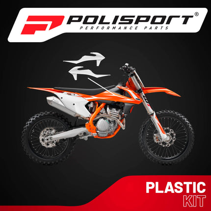 Polisport Radiator Scoops - White Panels for KTM XC 125 (2021-2022) KTM SX/SX-F/XC/XC-F (2019-2022) KTM EXC/EXC-F/XC-W/XCF-W (2020-2023) - OEM Fit, Glossy Finish, Lightweight & Impact-Resistant