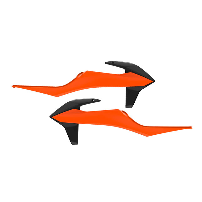 Polisport Radiator Scoops - Orange/Black Panels for KTM XC 125 (2021-2022) KTM SX/SX-F/XC/XC-F (2019-2022) KTM EXC/EXC-F/XC-W/XCF-W (2020-2023) - OEM Fit, Glossy Finish, Lightweight & Impact-Resistant
