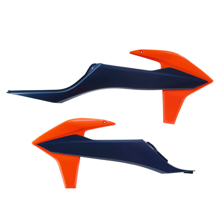Polisport Radiator Scoops - Blue/Orange Panels for KTM XC 125 (2021-2022) KTM SX/SX-F/XC/XC-F (2019-2022) KTM EXC/EXC-F/XC-W/XCF-W (2020-2023) - OEM Fit, Glossy Finish, Lightweight & Impact-Resistant