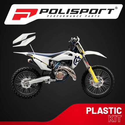 Polisport Motocross (MX) Replica Plastics Side Panels for Husqvarna TE/FE (2020-23), TC/FC/TX/FX (2019-22) Dirt Bike - OEM Quality, Durable, Flexible & Perfect Fit - White