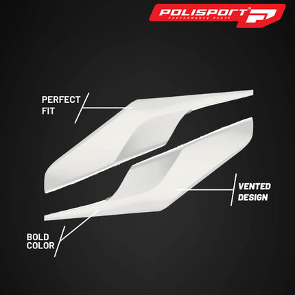 Polisport Motocross (MX) Replica Plastics Side Panels for Husqvarna TE/FE (2020-23), TC/FC/TX/FX (2019-22) Dirt Bike - OEM Quality, Durable, Flexible & Perfect Fit - White