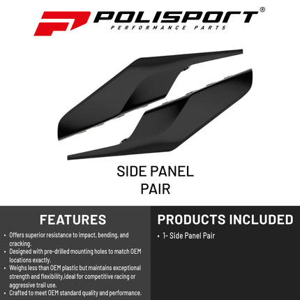 Polisport Motocross (MX) Replica Plastics Side Panels for Husqvarna TC/FC/TX/FX (2019-22) Dirt Bike - OEM Quality, Durable, Flexible & Perfect Fit - Black