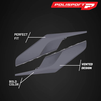 Polisport Motocross (MX) Replica Plastics Side Panels for Husqvarna TC/FC/TX/FX (2019-22) Dirt Bike - OEM Quality, Durable, Flexible & Perfect Fit - Nardo Grey