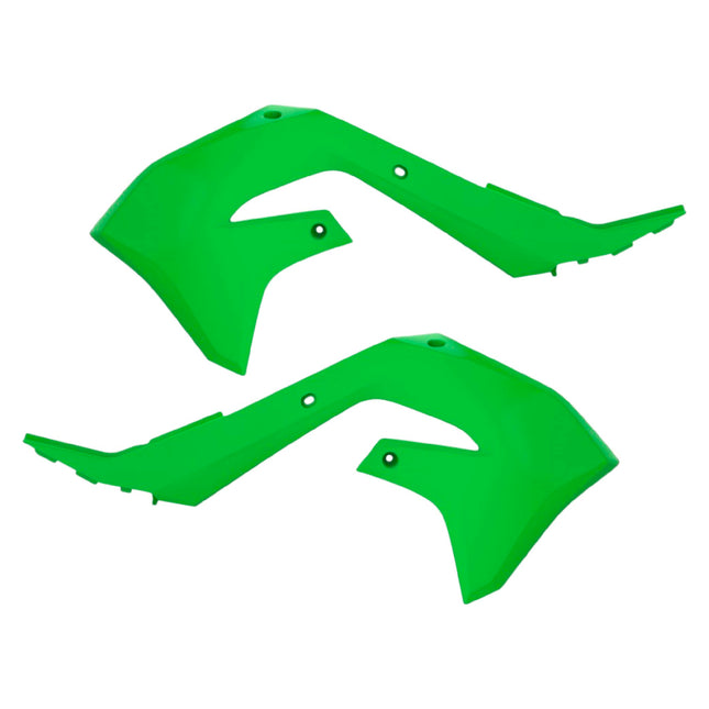 Polisport Radiator Scoops - Green Panels for Kawasaki KX-F 450 (2019-2023) Kawasaki KX 250F (2021-2024) - OEM Fit, Glossy Finish, Lightweight & Impact-Resistant, Easy Installation