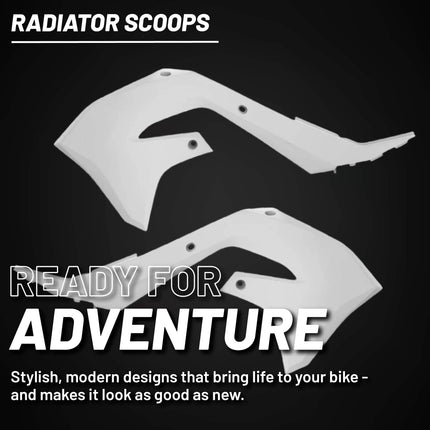 Polisport Radiator Scoops - White Panels for Kawasaki KX-F 450 (2019-2020) Kawasaki KX 250F (2021-2023) - OEM Fit, Glossy Finish, Lightweight & Impact-Resistant, Easy Installation