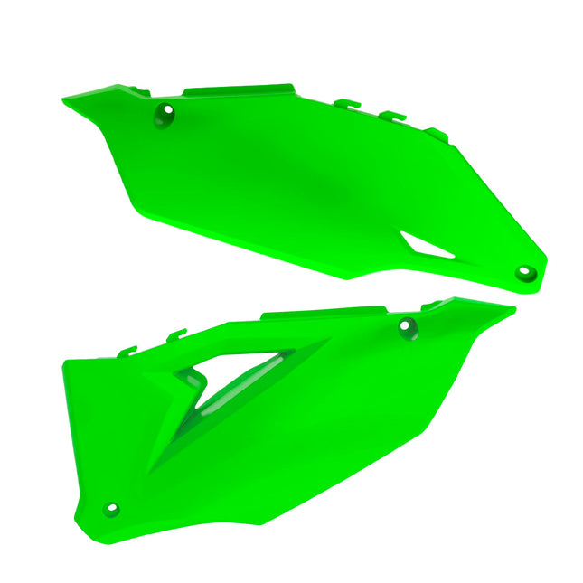 Polisport Motocross (MX) Replica Plastics Side Panels for Kawasaki KX 250/250X (2020-24), KX 450/450x (2020-24) Dirt Bike - OEM Quality, Durable, Flexible & Perfect Fit - Green
