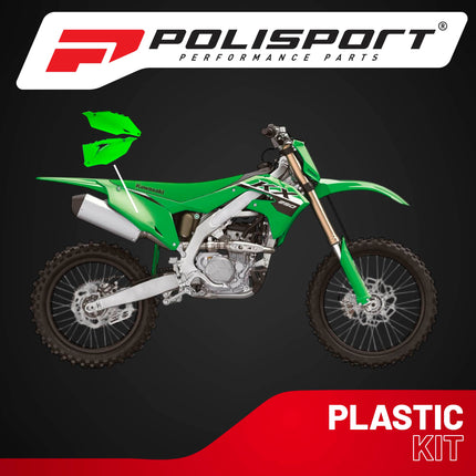 Polisport Motocross (MX) Replica Plastics Side Panels for Kawasaki KX 250/250X (2020-24), KX 450/450x (2020-24) Dirt Bike - OEM Quality, Durable, Flexible & Perfect Fit - Green