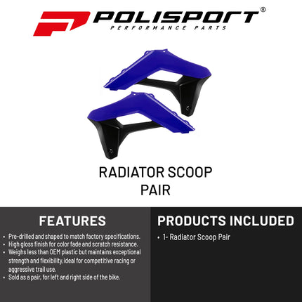 Polisport Radiator Scoops - Blue/Black Panels for Sherco SC/SC-F (2019-2023) Sherco SE/SEF (2017-2024) - OEM Fit, Glossy Finish, Lightweight & Impact-Resistant, Easy Installation