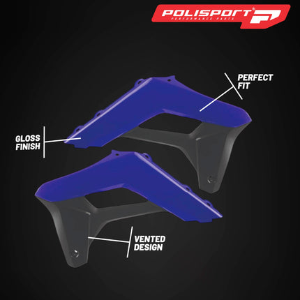Polisport Radiator Scoops - Blue/Black Panels for Sherco SC/SC-F (2019-2023) Sherco SE/SEF (2017-2024) - OEM Fit, Glossy Finish, Lightweight & Impact-Resistant, Easy Installation