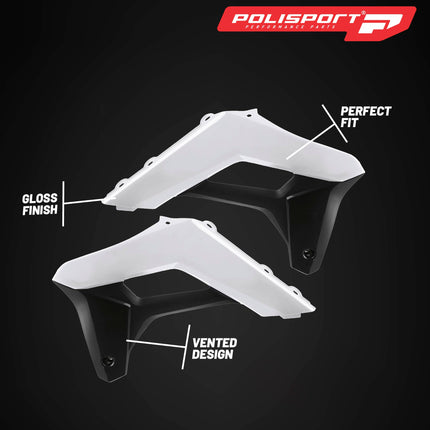 Polisport Radiator Scoops - White/Black Panels for Sherco SC/SC-F (2019-2023) - OEM Fit, Glossy Finish, Lightweight & Impact-Resistant, Easy Installation