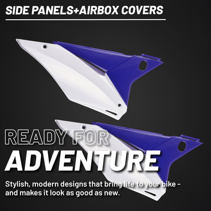 Polisport Motocross (MX) Replica Plastics Side Panels for Sherco SC/SC-F (2019-23), SE/SEF (2017-24) Dirt Bike - OEM Quality, Durable, Flexible & Perfect Fit - White/Blue