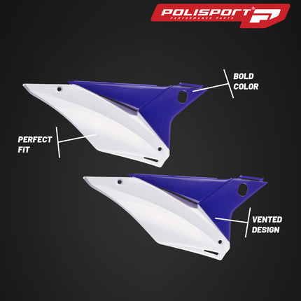 Polisport Motocross (MX) Replica Plastics Side Panels for Sherco SC/SC-F (2019-23), SE/SEF (2017-24) Dirt Bike - OEM Quality, Durable, Flexible & Perfect Fit - White/Blue