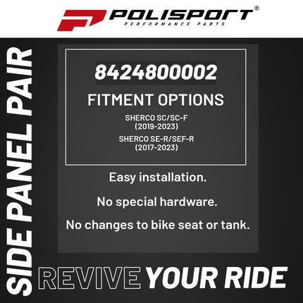 Polisport Motocross (MX) Replica Plastics Side Panels for Sherco SC/SC-F (2019-23), SE-R/SEF-R (2017-23) Dirt Bike - OEM Quality, Durable, Flexible & Perfect Fit - White