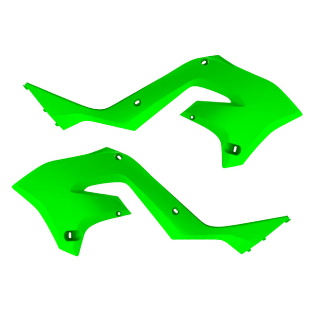 Polisport Radiator Scoops - Green Panels for Kawasaki KX125/250 (2005-2008) - OEM Fit, Glossy Finish, Lightweight & Impact-Resistant, Easy Installation