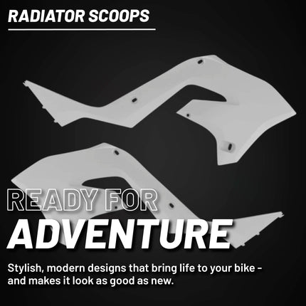 Polisport Radiator Scoops - White  Panels for Kawasaki KX125/250 (2003-2008) - OEM Fit, Glossy Finish, Lightweight & Impact-Resistant, Easy Installation