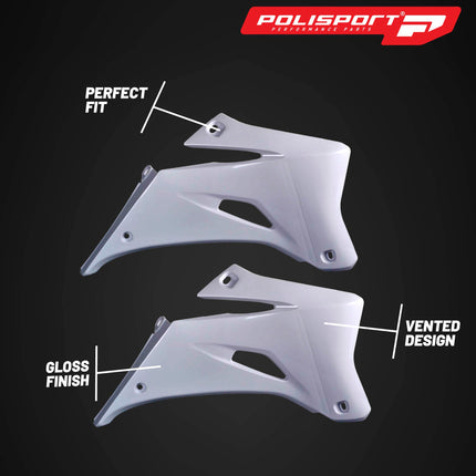 Polisport Radiator Scoops - White Panels for Yamaha YZ 250F/450F (2006-2009) - OEM Fit, Glossy Finish, Lightweight & Impact-Resistant, Easy Installation