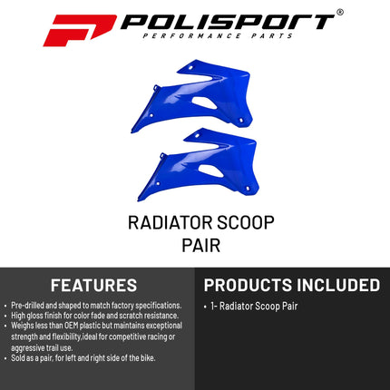 Polisport Radiator Scoops - Blue Panels for Yamaha WR 450F (2007-2011) Yamaha WR 250F (2007-2014) - OEM Fit, Glossy Finish, Lightweight & Impact-Resistant, Easy Installation