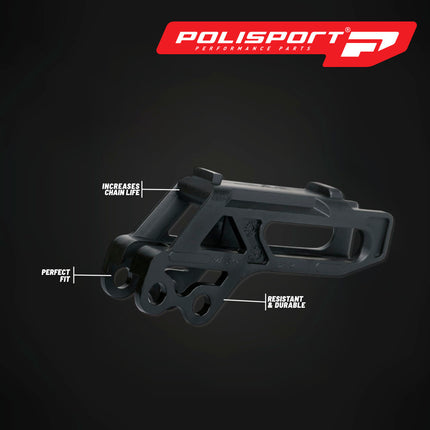 Polisport Motocross Motorcycles (MX) Chain Guide for Yamaha YZ125, YZ250, YZ250F, YZ450F, YZ125, YZ250X, YZ250FX, YZ450FX (2008-25)  Dirt Bikes - OEM Quality TPU Chain Guide, Durable - Black