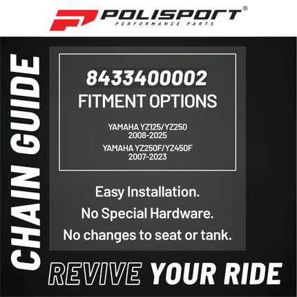 Polisport Motocross Motorcycles (MX) Chain Guide for Yamaha YZ125/YZ250 (2008-2024) and YZ250F/YZ450F (2007-2023) Dirt Bikes - OEM Quality TPU Chain Guide, Durable, Easy to Install - Blue