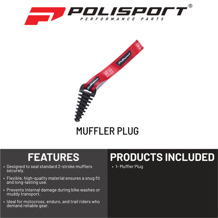 Polisport Muffler Plug - 2-Stroke Exhaust Seal for Dirt Bikes & Off-Road Motorcycles - Prevents Water & Debris During Cleaning and Transport