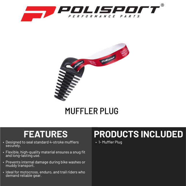 Polisport Muffler Plug - 4-Stroke Exhaust Seal for Dirt Bikes & Off-Road Motorcycles - Prevents Water & Debris During Cleaning and Transport