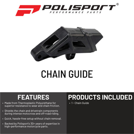 Polisport Motocross Motorcycles (MX) Chain Guide for KTM SX/F (2007), EXC/F (2008), Husqvarna TC (2014), TE (2017), GasGas EC (2018), Sherco SE/F (2010) Dirt Bikes - Black