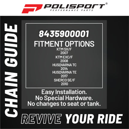 Polisport Motocross Motorcycles (MX) Chain Guide for KTM SX/F (2007), EXC/F (2008), Husqvarna TC (2014), TE (2017), GasGas EC (2018), Sherco SE/F (2010) Dirt Bikes - Black