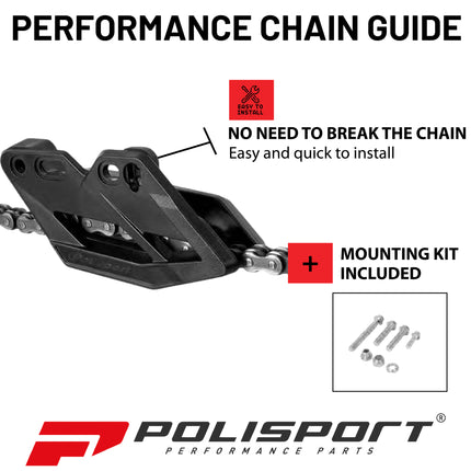 Polisport Motocross Motorcycles (MX) Chain Guide for KTM SX/F (2007), EXC/F (2008), Husqvarna TC (2014), TE (2017), GasGas EC (2018), Sherco SE/F (2010) Dirt Bikes - Black