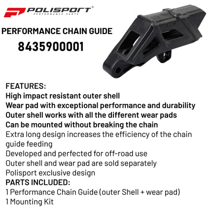 Polisport Motocross Motorcycles (MX) Chain Guide for KTM SX/F (2007), EXC/F (2008), Husqvarna TC (2014), TE (2017), GasGas EC (2018), Sherco SE/F (2010) Dirt Bikes - Black