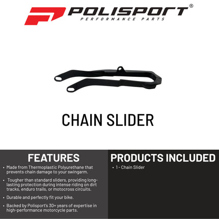 Polisport Motocross Motorcycles (MX) Chain Slider for Honda CR125/250 (2002-2007), CRF250R (2004-2009), CRF450R (2002-2008) - OEM Quality TPU Chain Slider, Durable, Easy to Install, Black