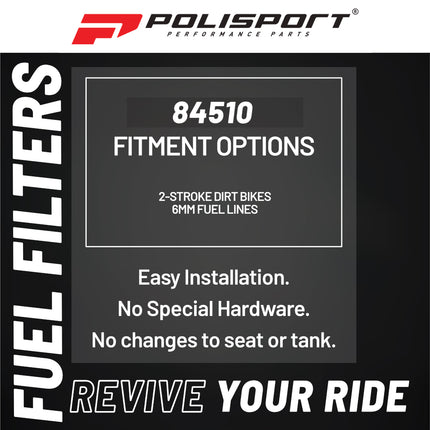 Polisport 6mm In-Line Fuel Filter for 2-Stroke Dirt Bikes (50 Pack) - Clear Compact Design Blocks Dirt & Debris - Essential Off-Road Maintenance Upgrade