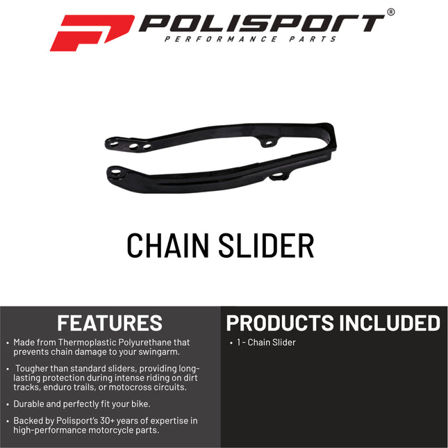 Polisport Motocross Motorcycles (MX) Chain Slider for Yamaha YZ125 YZ250 YZ250F YZ450F WR250F WR450F YZ125X YZ250X - Fits Various 125cc 250cc 450cc Models (2008-2025) - Dirt Bikes, Black