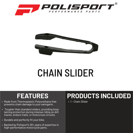 Polisport Motocross Motorcycles (MX) Chain Slider for KTM XC-F (2007) EXC-F/XC-W/XCF-W/XC (2006-2007) EXC (1998-07) SX (1998-2006) - OEM Quality for Superior Fit & Durable Protection - Black