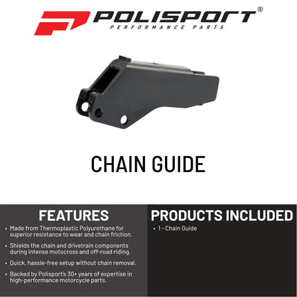 Polisport Motocross Motorcycles (MX) Chain Guide for Suzuki RM125/RM250 (01-06), RMZ450 (2005-17), RMZ250 (2007-11) Dirt Bikes - Durable Abrasion-Resistant Plastic for Motocross/Off-Road Bikes - Black