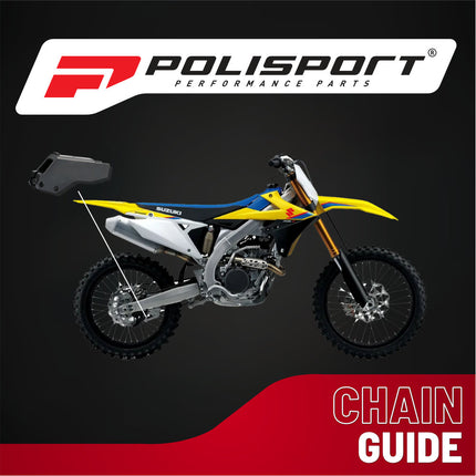 Polisport Motocross Motorcycles (MX) Chain Guide for Suzuki RM125/RM250 (01-06), RMZ450 (2005-17), RMZ250 (2007-11) Dirt Bikes - Durable Abrasion-Resistant Plastic for Motocross/Off-Road Bikes - Black