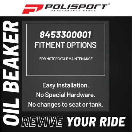 Polisport Oil Beaker - 1000cc Clear Mixing Container for Motorcycle Maintenance - Durable Plastic with Engraved Scale for Precise Oil Ratios
