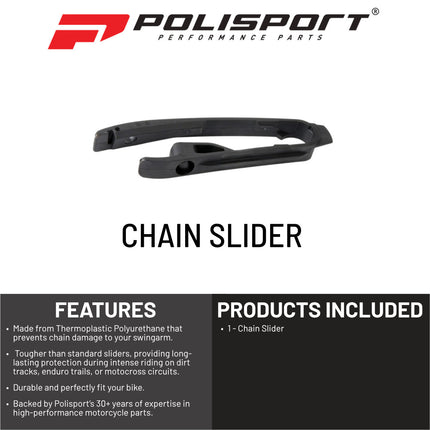 Polisport Motocross Motorcycles (MX) Chain Slider for KTM SX (2011), EXC/EXC-F (2012-2025), XC (2011) Dirt Bikes - High-Impact Durable Plastic for Motocross and Enduro Motorcycles - Black