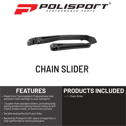 Polisport Motocross Motorcycles (MX) Chain Slider for KTM SX/XC (2012-2022), SX-F/XCF (2011-2022) Dirt Bikes - High-Impact Durable Plastic for Motocross and Off-Road Motorcycles - Black