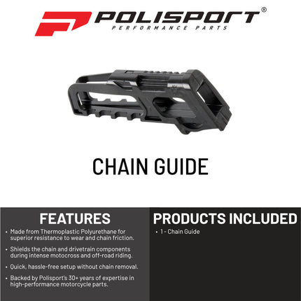 Polisport Motocross Motorcycles (MX) Chain Guide For Honda CRF 250R/450R (2011-2024) 250RX (2019-2024) 450RX (2017-2024) - OEM Quality for Superior Fit & Durable Protection - Black