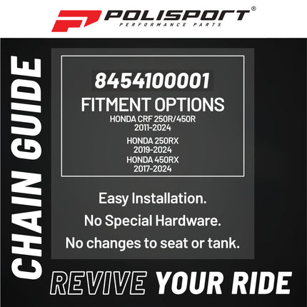 Polisport Motocross Motorcycles (MX) Chain Guide For Honda CRF 250R/450R (2011-2024) 250RX (2019-2024) 450RX (2017-2024) - OEM Quality for Superior Fit & Durable Protection - Black