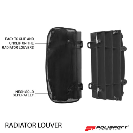Polisport Radiator Louvers - Black Panels for KTM 125/150/250/300/350/450 SX/SX-F/XC/XC-F/EXC (2007-2016) Husqvarna (2014-2016) - OEM Fit, Durable Plastic, Enhanced Airflow, Easy Installation