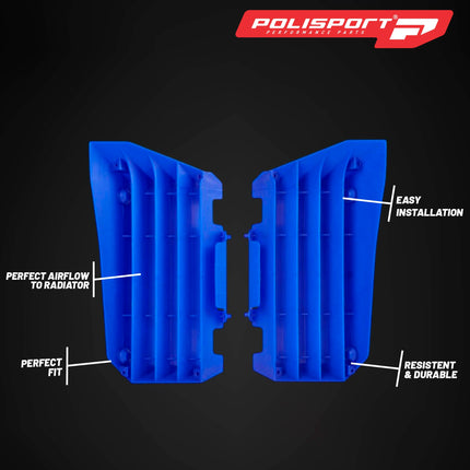 Polisport Radiator Louvers - Blue Panels for Yamaha YZ 450FX/WR 450F (2007-2018) YZ 250FX/WR 250F (2015-2019) YZ 450F (2014-2017) YZ 250F (2014-2018) - OEM Fit, Durable Plastic, Enhanced Airflow