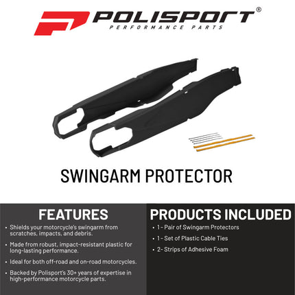 Polisport Motocross Motorcycles (MX) Swingarm Protector for KTM SX/SX-F (2013-2025), Husqvarna TC/FC (2014-2025), GasGas MC/MC-F (2020-2025) Dirt Bikes - Black