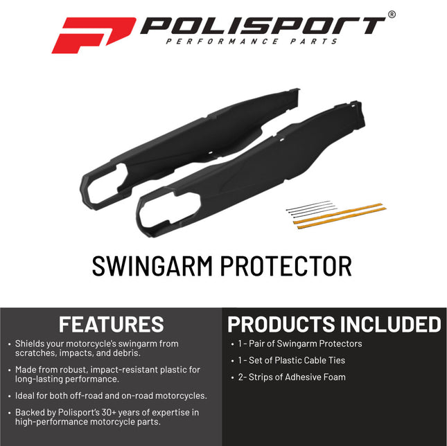 Polisport Motocross Motorcycles (MX) Swingarm Protector for KTM SX/SX-F (2013-2025), Husqvarna TC/FC (2014-2025), GasGas MC/MC-F (2020-2025) Dirt Bikes - Black