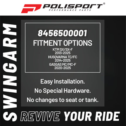 Polisport Motocross Motorcycles (MX) Swingarm Protector for KTM SX/SX-F (2013-2025), Husqvarna TC/FC (2014-2025), GasGas MC/MC-F (2020-2025) Dirt Bikes - Black